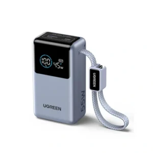 Pin dự phòng Ugreen 10000mAh 55W 1C1A QC 3.0 màn hình + tích hợp cáp Type-C PB727 75701B