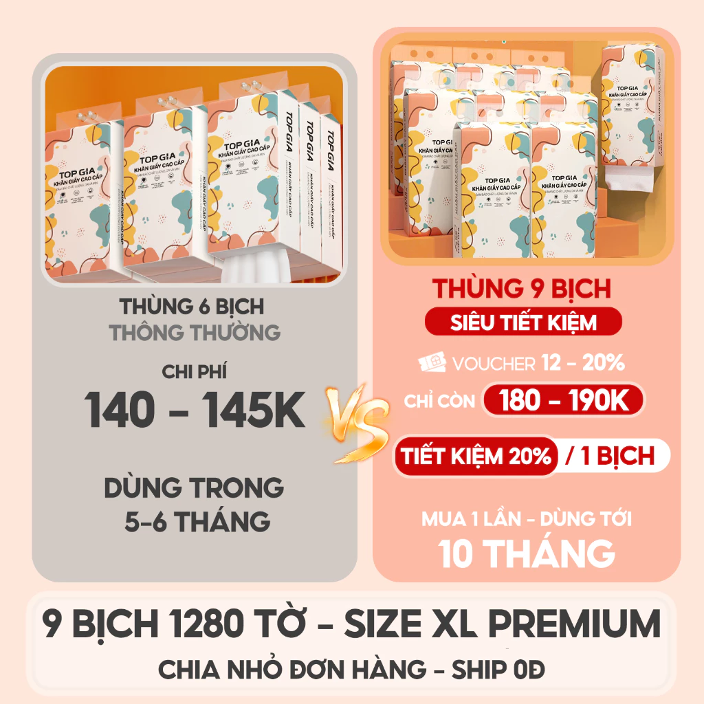 Giấy vệ sinh treo tường TopGia đa sắc đa năng từ bột giấy thiên nhiên 1280tờ/4lớp - Ảnh 7